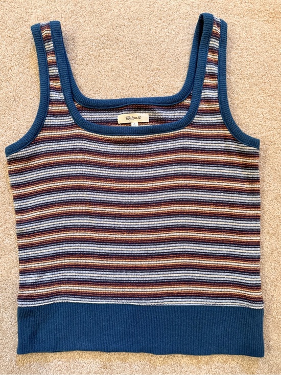 Madewell Tops - Madewell Multistripe Ribbed Tank in Blue, Brown, Cream